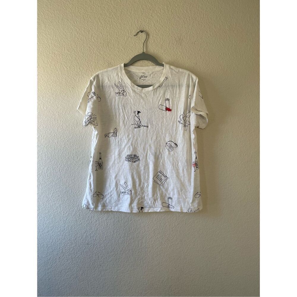 J. Crew Women's Cotton Printed Graphic‎ T Shirt Size Medium